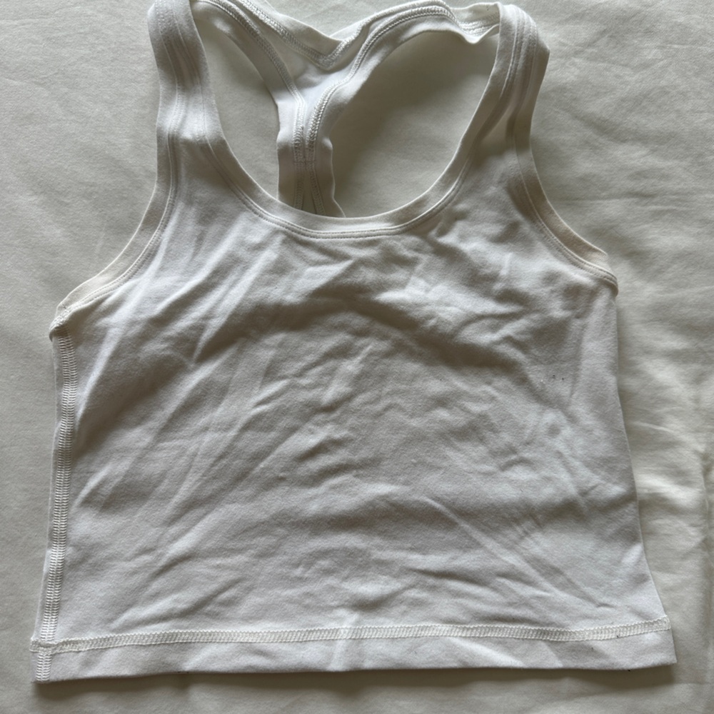 Lululemon Athletica White Fitted Crop Tank Top
